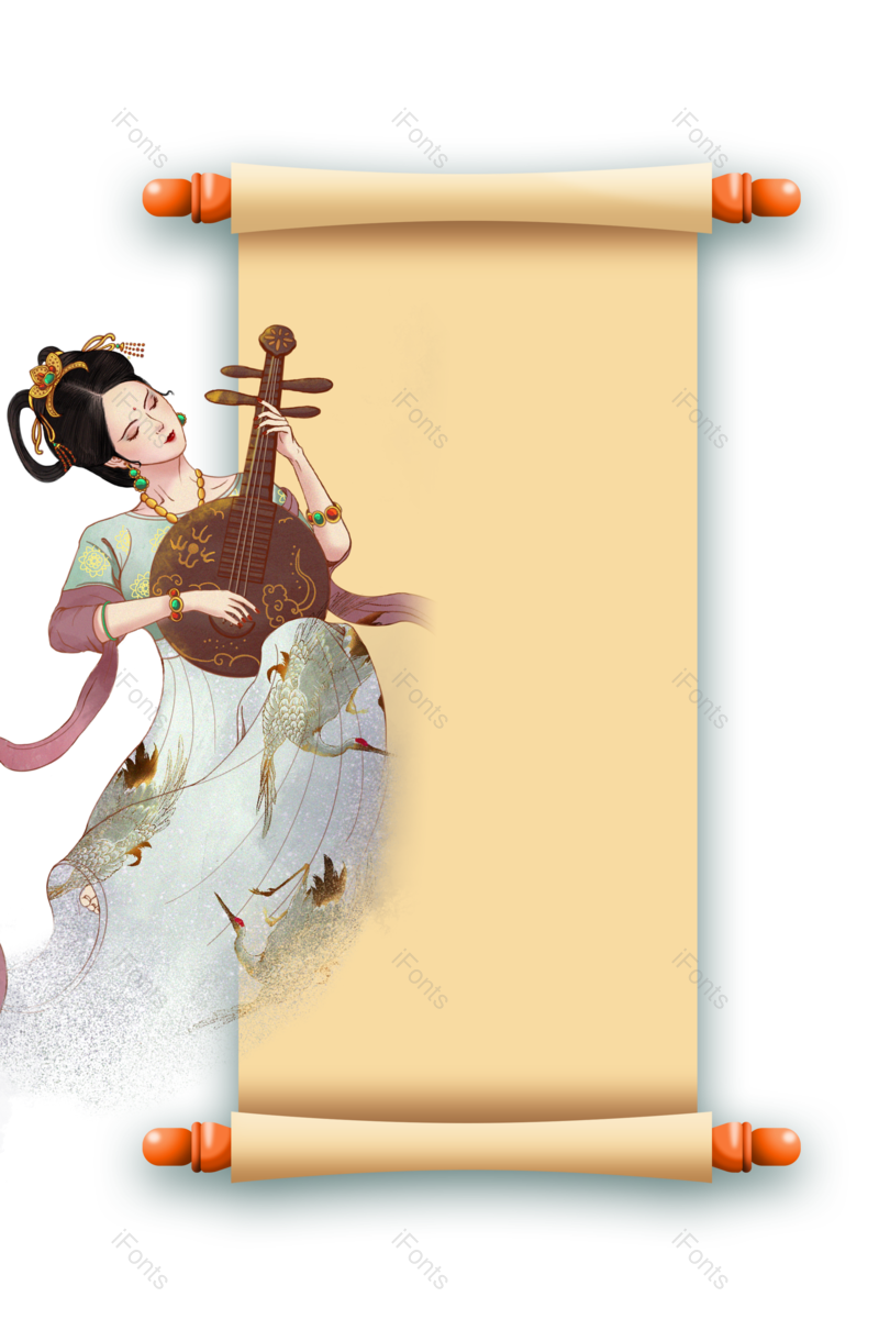 边框图片,复古元素,乐器PNG,中式边框免抠素材